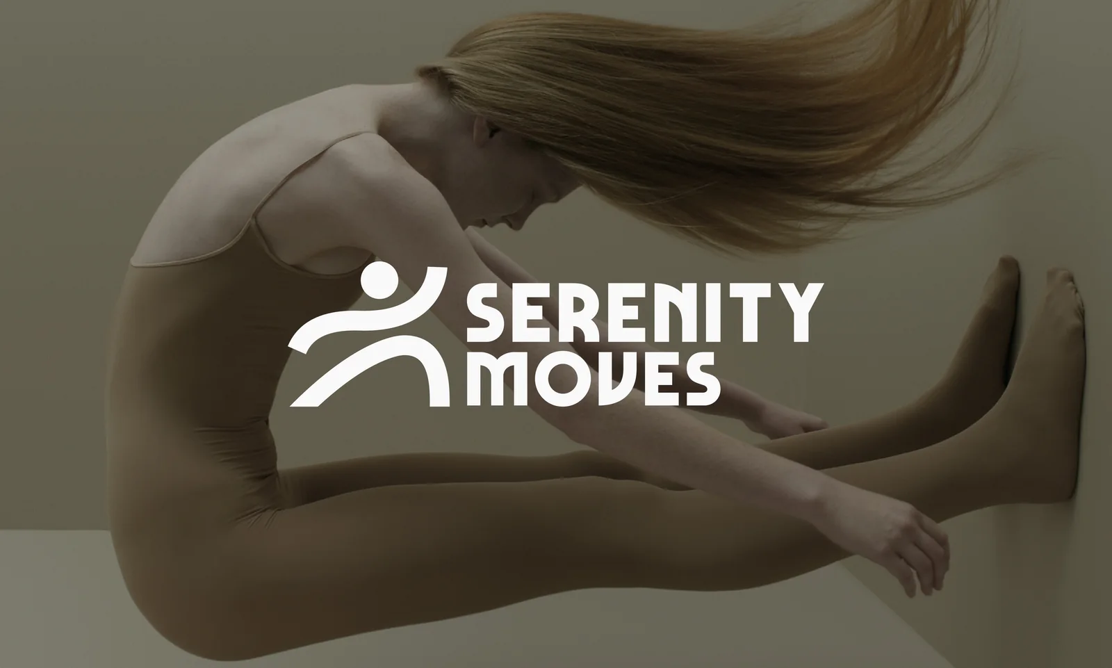 Serenity Moves logo lockup over movement photography