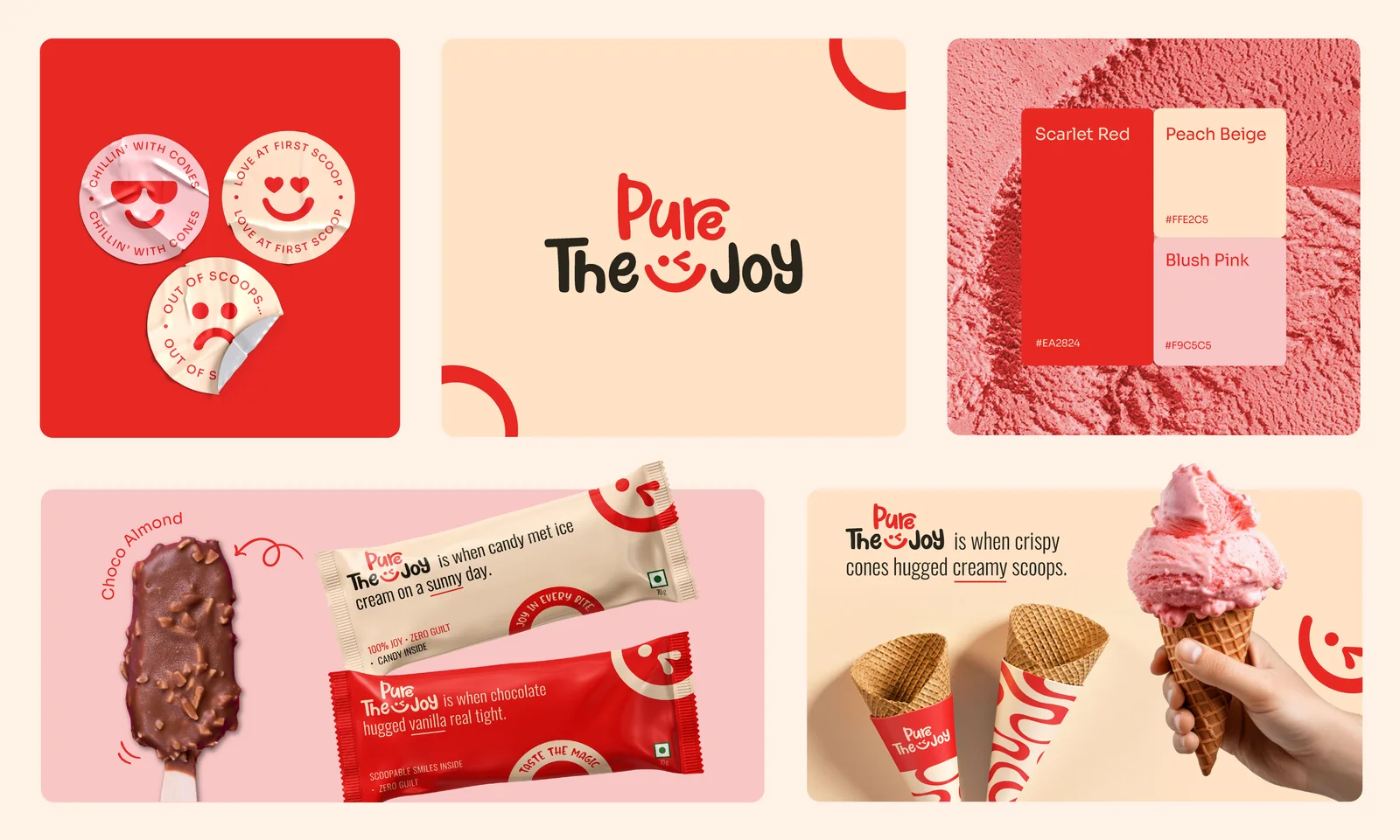 The Pure Joy packaging range with product copy lines