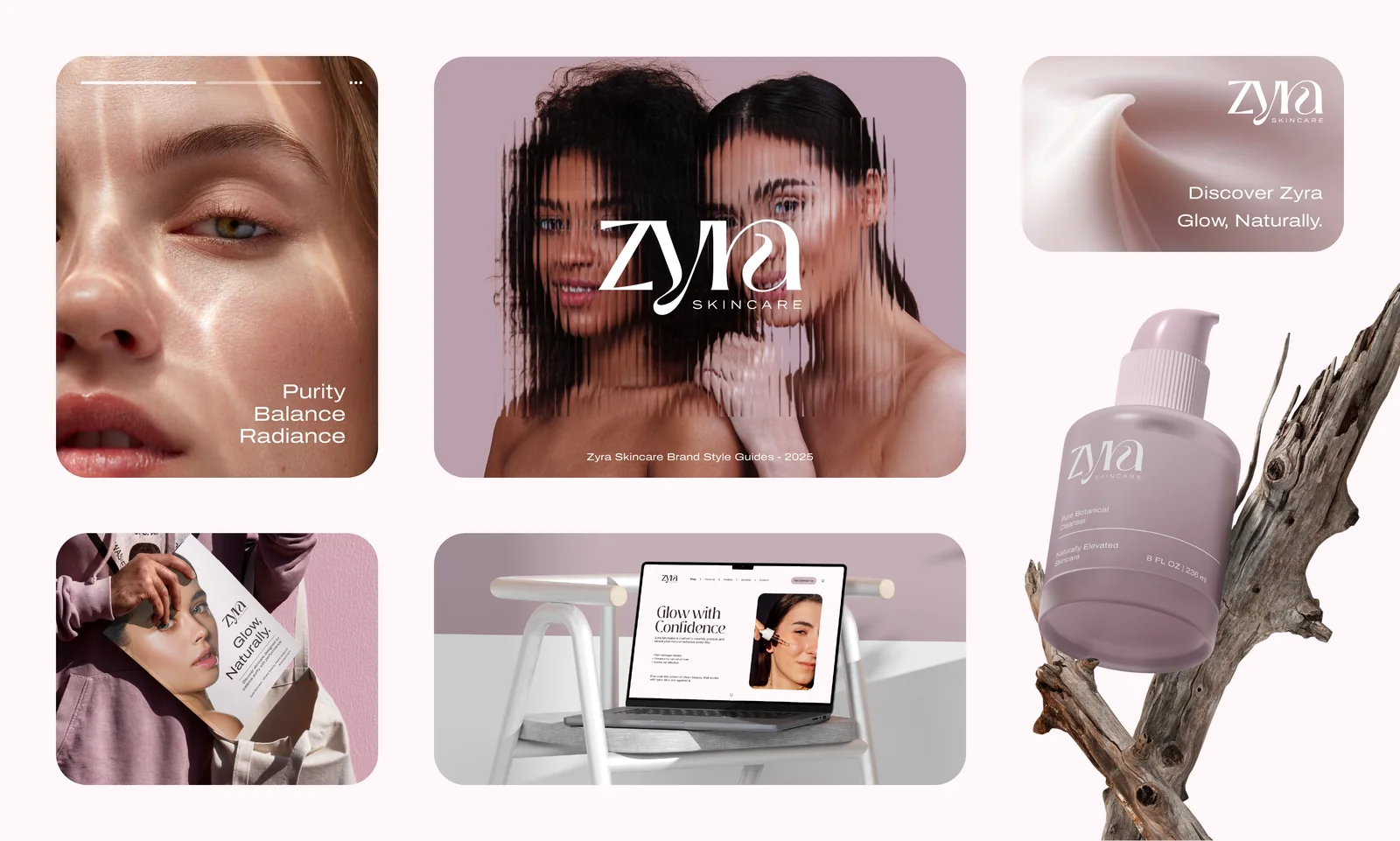 The complete Zyra Skincare brand board