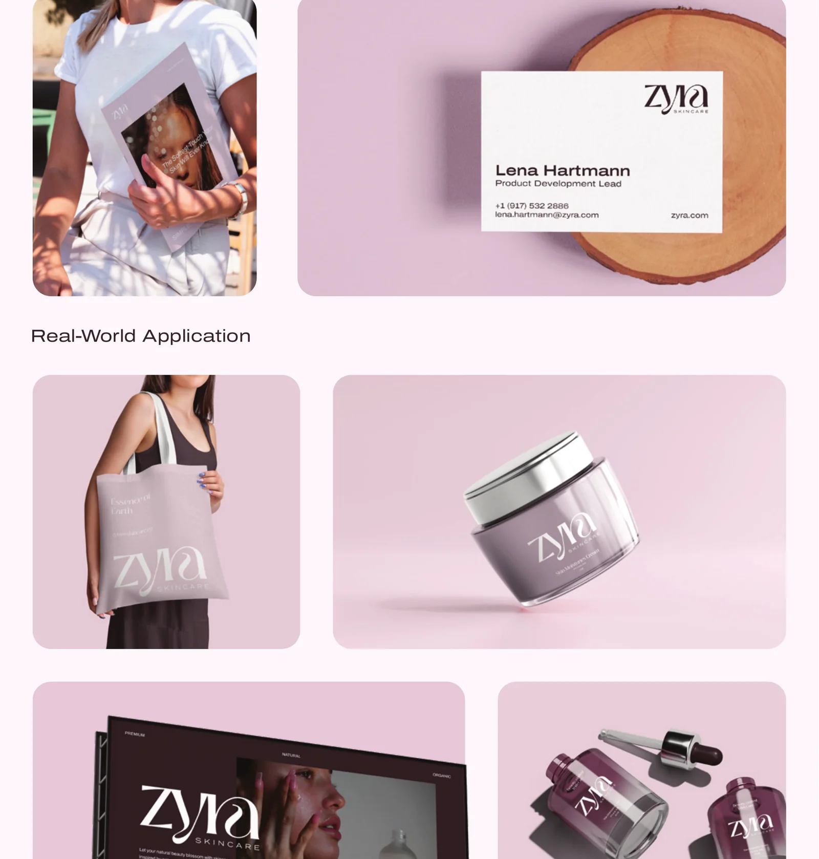 Zyra packaging, tote bag and out-of-home applications